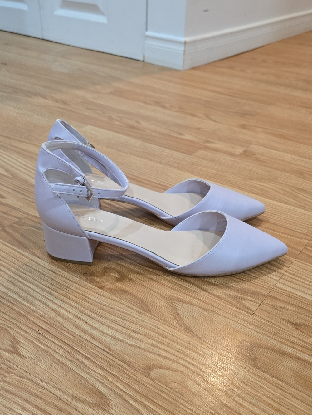 ALDO Women's White Pointed Toe Ankle Strap Heels